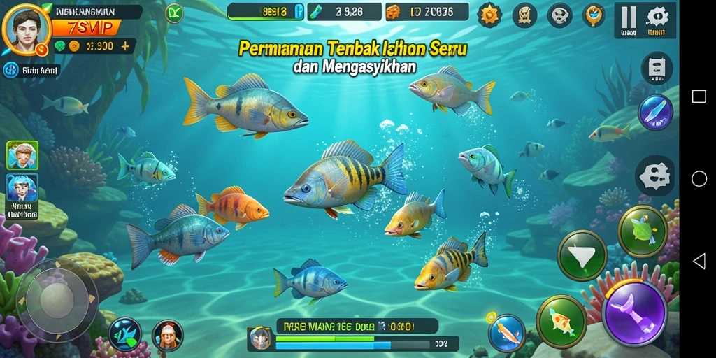 Screenshot gameplay menampilkan aksi seru menembak ikan.