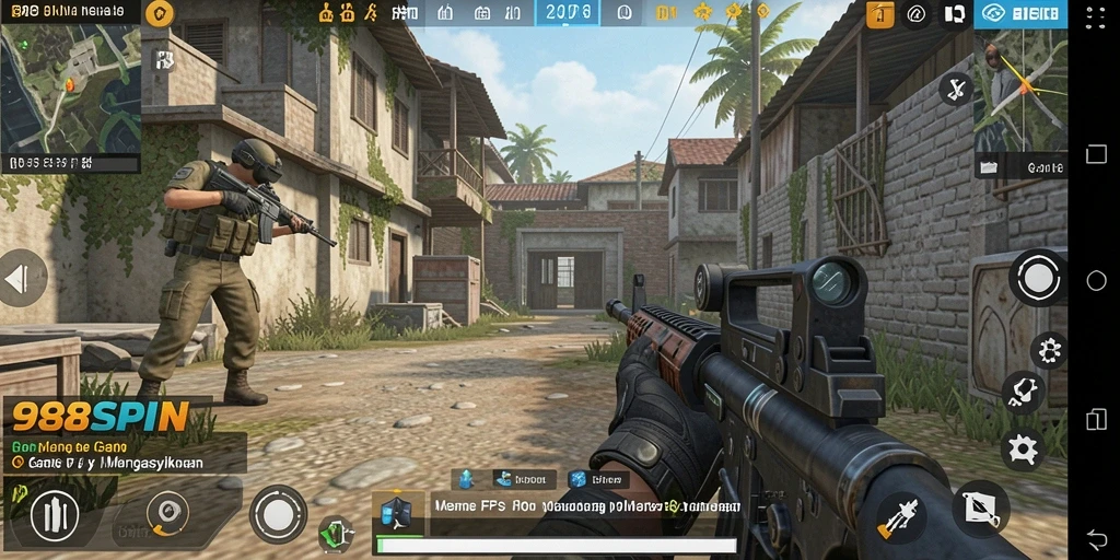 Screenshot gameplay 988SPIN dengan aksi seru bertempur di medan perang.