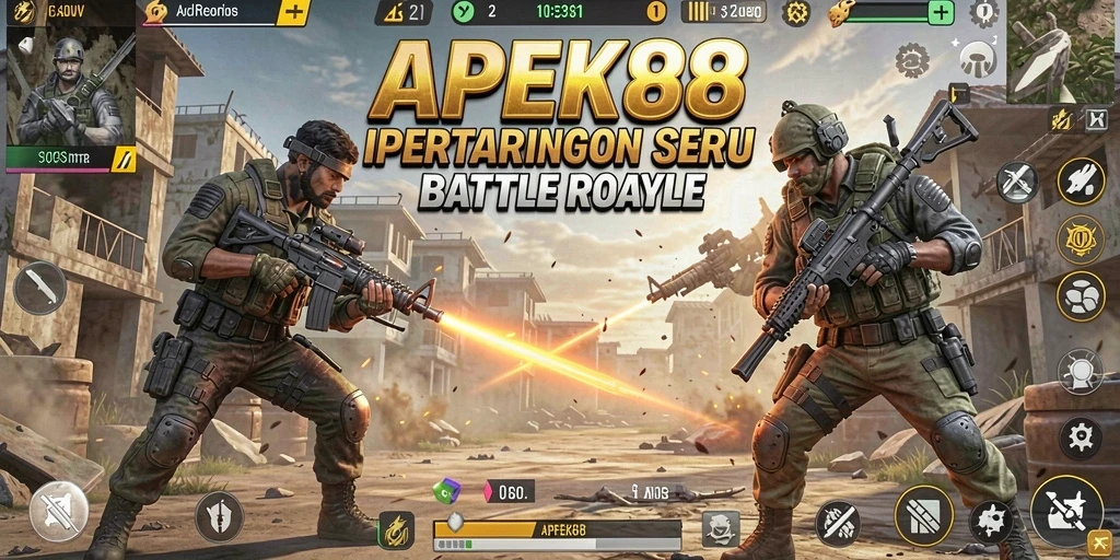 Tampilan seru dan intens dari pertempuran di APEK88 battle royale.