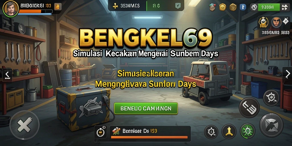 Tampilan utama gameplay BENGKEL69 yang menunjukkan aktivitas manajerial.