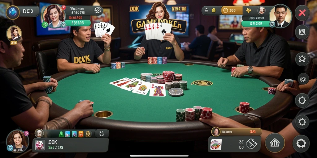 Tampilan utama DKK menampilkan permainan poker yang seru dan kompetitif.