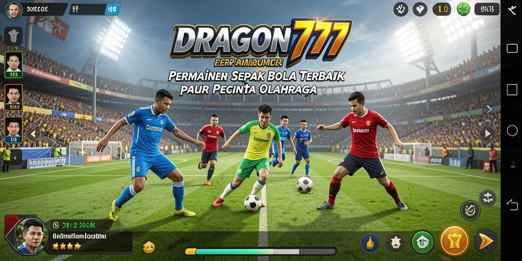 Screenshot gameplay DRAGON777 yang menampilkan aksi seru di lapangan sepak bola.