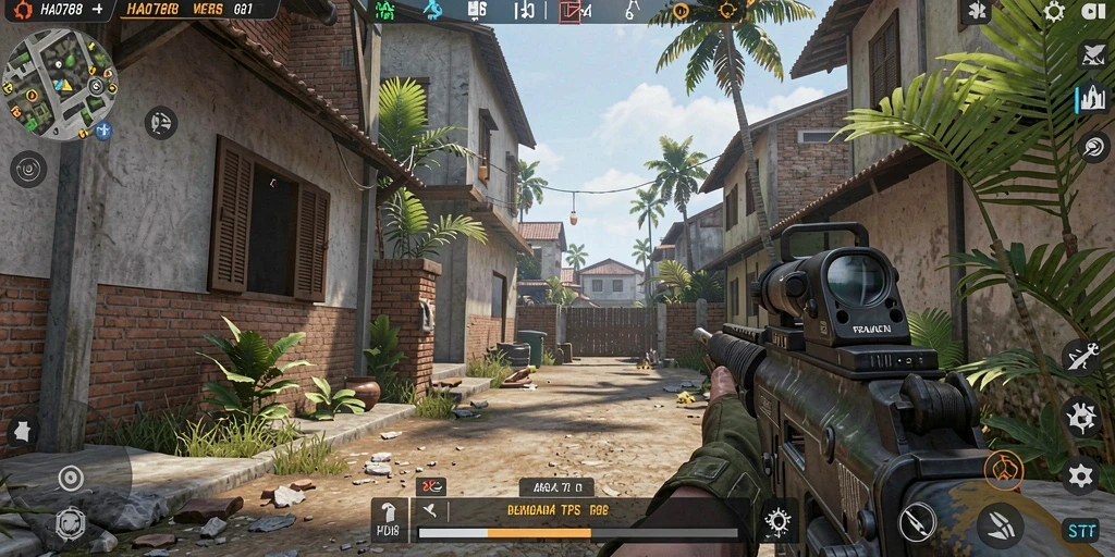 Screenshot gameplay HAO788 menampilkan aksi tembak-menembak yang intens dan grafis memukau.
