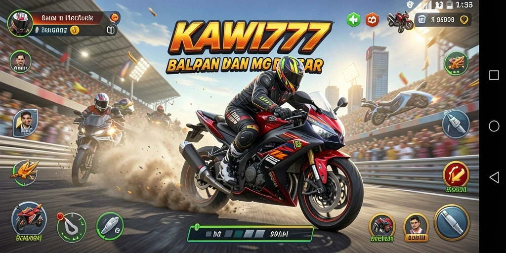 Gameplay balapan motor yang intens dan mendebarkan.