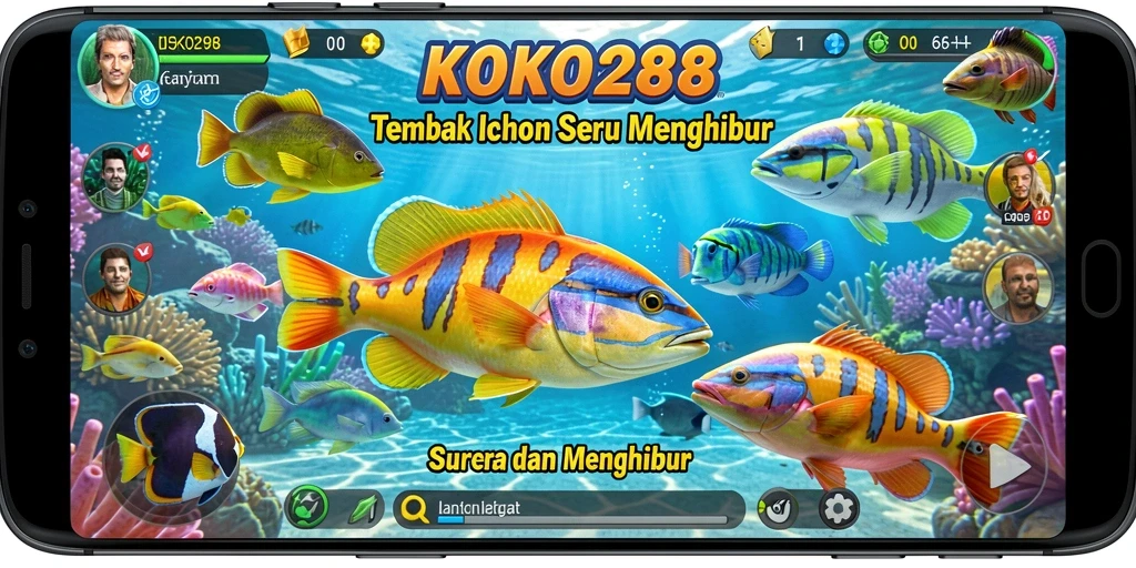Tampilan gameplay KOKO288 dengan aksi tembak ikan yang seru.