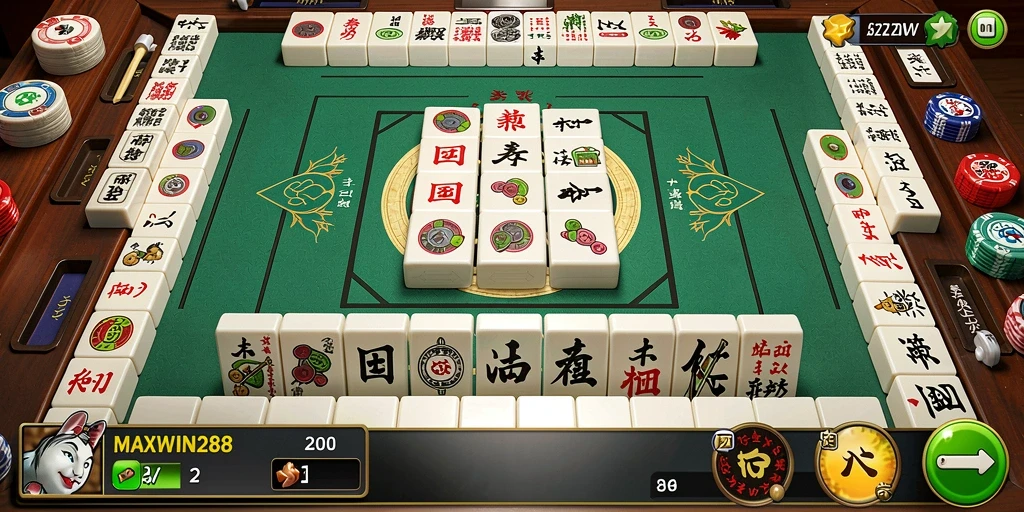 Tampilan gameplay seru permainan Mahjong MAXWIN288.