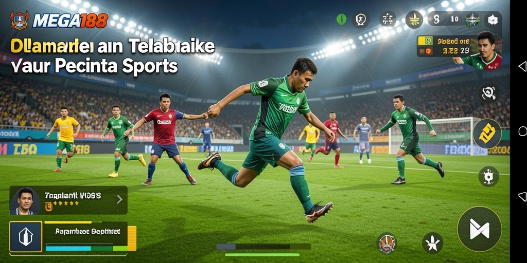 Screenshot utama MEGA188 menampilkan aksi permainan olahraga yang mendebarkan.