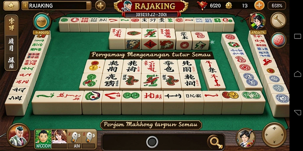 Tampilan permainan Mahjong yang seru dan menantang di RAJAKING.