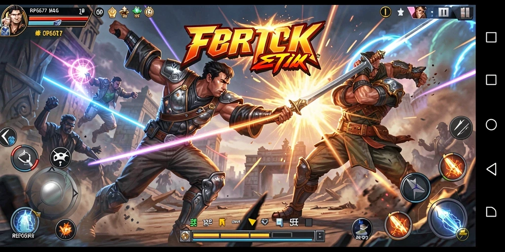 Screenshot gameplay RP6677 dengan aksi pertarungan yang mendebarkan.