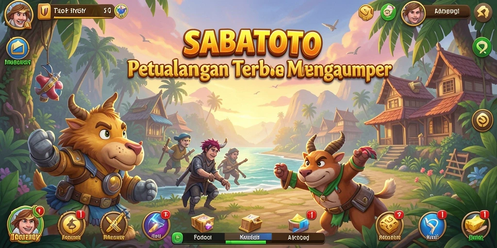 Tangkapan layar utama SABATOTO menampilkan aksi eksplorasi di dunia terbuka.