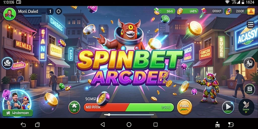 Tangkapan layar gameplay SPINBET yang penuh aksi dan tantangan arcade.