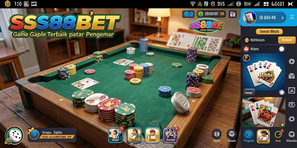 Tangkapan layar game SS88BET dengan aksi Gaple yang intens.